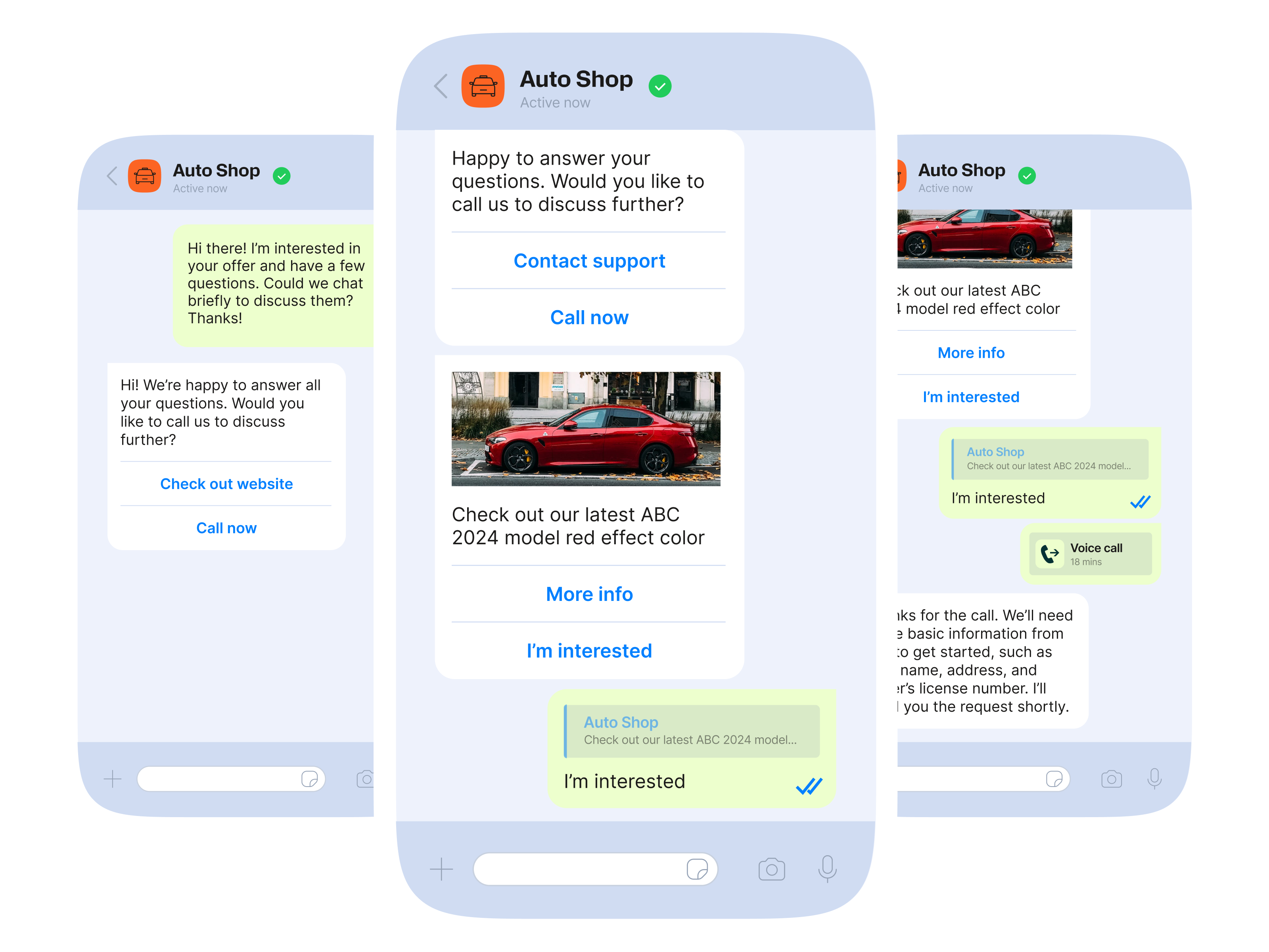 mobile phone screens with text